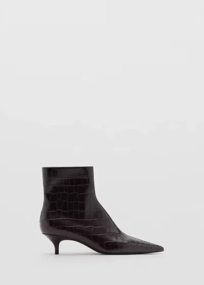Mango Bottines Kitten Heel Pointues In Bordeaux