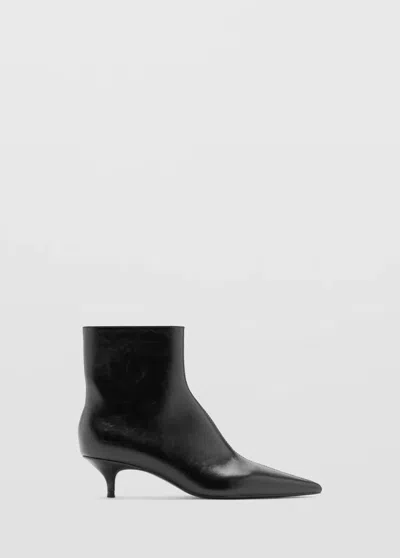 Mango Bottines Kitten Heel Pointues In Noir