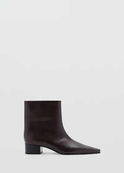 Mango Bottines Pointues À Talon In Chocolat