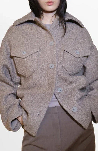 Mango Bouclé Jacket In Brown