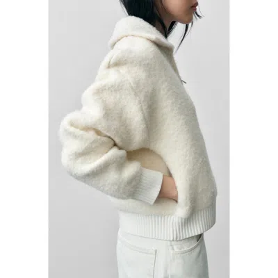 Mango Bouclé Jacket In Ecru