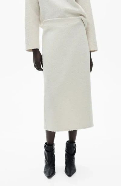 Mango Bouclé Midi Sweater Skirt In Ecru