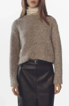 Mango Bouclé Sweater In Medium Brown