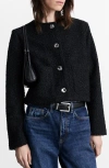 Mango Bouclè Tweed Jacket In Black