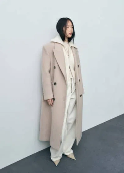 Mango Bouclé Wool-blend Jacket In Ecru