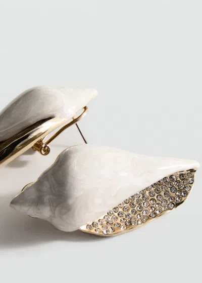 Mango Shell Earrings With Rhinestone Detail Beige In Sand