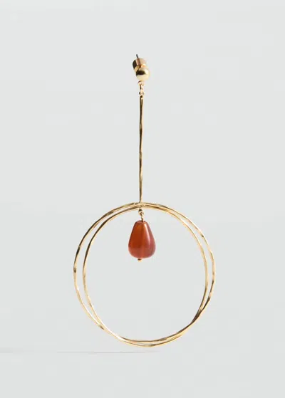 Mango Dangling Hoop Earrings With Ball Detail Gold