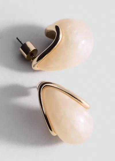Mango Resin Drop Earrings Beige