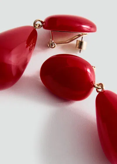 Mango Boucles D'oreilles Pendantes Goutte Résine Rouge - Femme - Taille Unique -