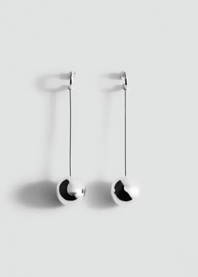 Mango Boucles D'oreilles Longues Sphère Argent - Femme - Taille Unique -  In Silver