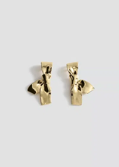 Mango Boucles D'oreilles Métallisées En Forme De Naud
