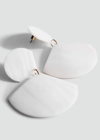 Mango Boucles D'oreilles Pendantes Coquillage Blanc - Femme - Taille Unique -