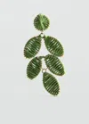 Mango Long Floral Design Earrings Pastel Green In Pastel Green