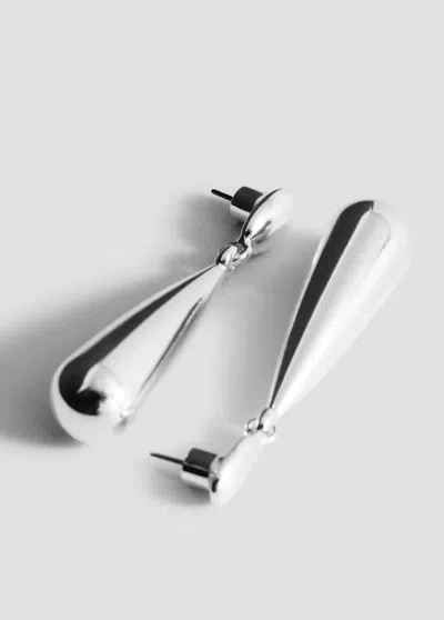 Mango Boucles D'oreilles Pendantes En Forme De Goutte In Metallic