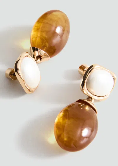 Mango Resin Pendant Earrings Gold