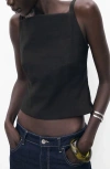 Mango Bow Back Crop Camisole In Black