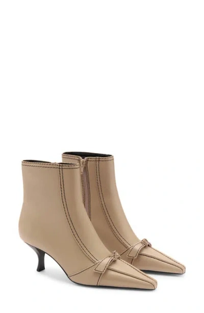 Mango Bow Bootie In Ecru