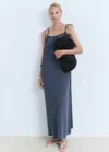 Mango Cotton Maxi Dress In Blue