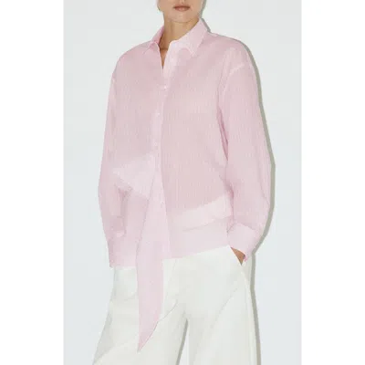 Mango Bow Detail Pinstripe Shirt In Pink