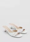 Mango Bow Heel Sandals In White
