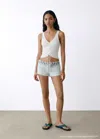 Mango Bow Knit Top In White