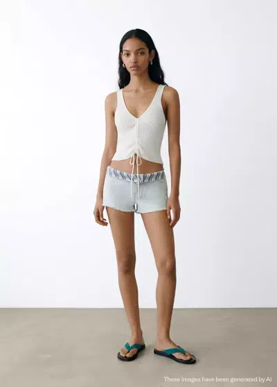 Mango Bow Knit Top In White