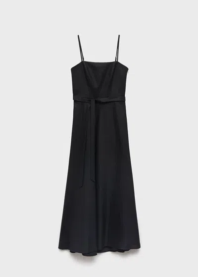 MANGO ROBE LIN NAUD NOIR - FEMME - S - MANGO