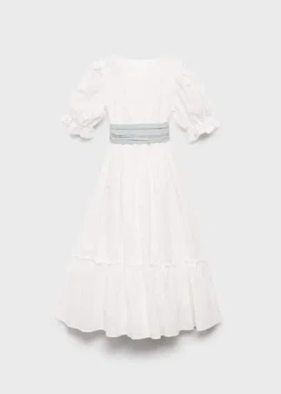 Mango Kids' Bow Linen-blend Dress White