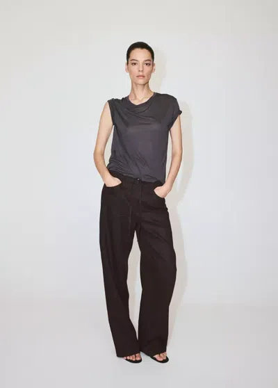 Mango Bow Linen Pants In Multi