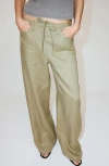 Mango Bow Linen Pants In Green