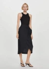 Mango Bow Linen Skirt Black In Noir
