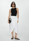 Mango Bow Linen Skirt White