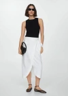 Mango Bow Linen Skirt White In Blanc