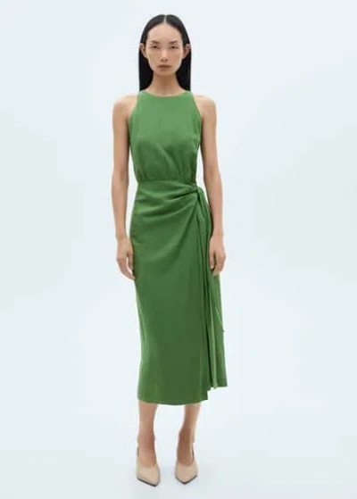 Mango Robe Midi Naud Vert - Femme - Xl -  In Green