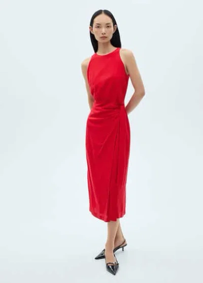 Mango Robe Midi Naud Rouge - Femme - Xl -