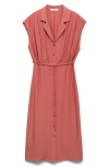 Mango Bow Midi Shirtdress In Pink