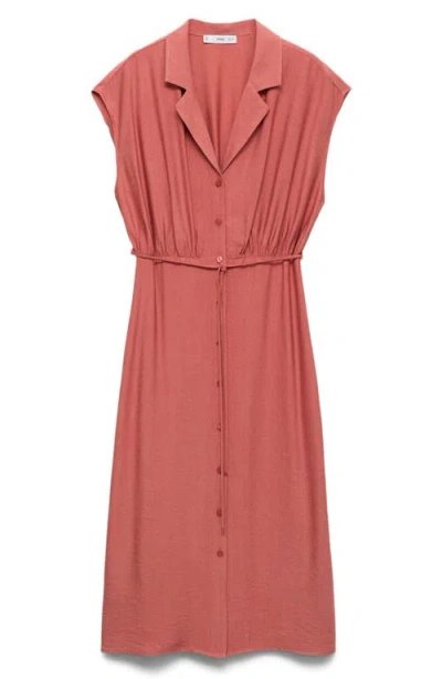 Mango Bow Midi Shirtdress In Pink
