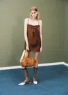 Mango Bow Short Dress In Brown