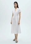 Mango Bow Pleats Dress White In Blanc