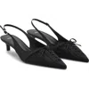 Mango Bow Pointed Toe Kitten Heel Slingback Pump In Black