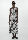 Mango Bow Printed Dress Black In Noir