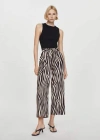 Mango Bow Printed Trouser Black In Black