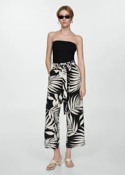 Mango Bow Printed Trouser Black