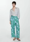 Mango Bow Printed Trouser Green In Green