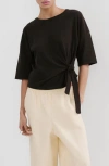 Mango Bow Short Sleeve Sweater In Brown