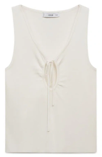 Mango Bow Sleeveless Knit Top In Nude