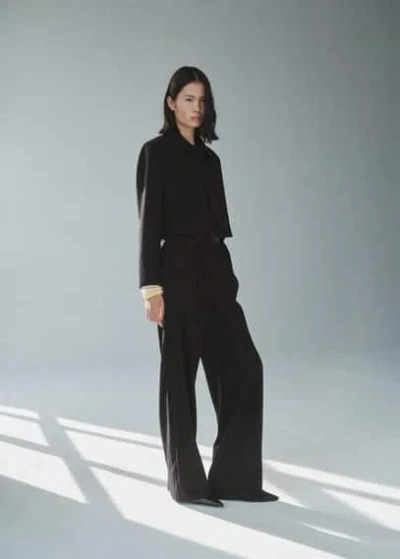 Mango Bow Straight Trousers Black