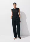 Mango Bow Straight Trousers In Black