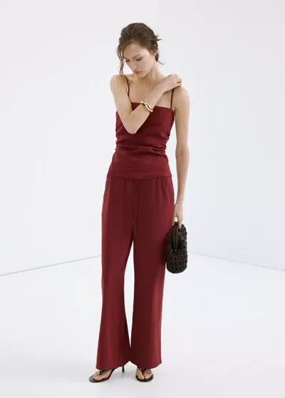Mango Bow Straight Trousers In Multi