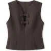 Mango Bow V-neck Vest In Brown